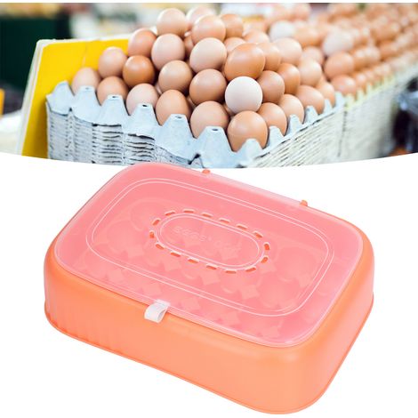 Eieraufbewahrungsbox mit 24 Fächern, Eieraufbewahrungsbox für den Kühlschrank, Lebensmittelaufbewahrungsbox mit Klappdeckel, orange. (1/5)