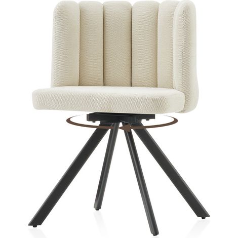 360 Swivel Dressing Table Chair with Padded Back and Metal Legs, Fabric Makeup Vanity Chair for Bedroom Living Room Kitchen Dining Room Beige (1/5)