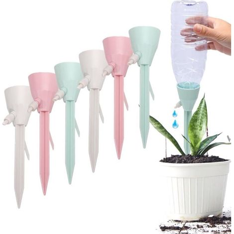 Automatische Langzeit-Pflanzensprinkler, 6 Stück, automatische Bewässerungsspitzen für Pflanzen, einstellbares Bewässerungssystem für Zimmerpflanzen, Pflanzensprinkler mit Ständer. (1/5)