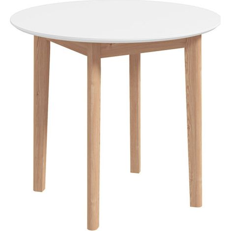Esstisch, Runder Küchentisch für 2 Personen, Esszimmertisch mit Landhaus-Stil, für Wohnzimmer, Massivholz, Ø75 x 76 cm, Weiß 
On-Site