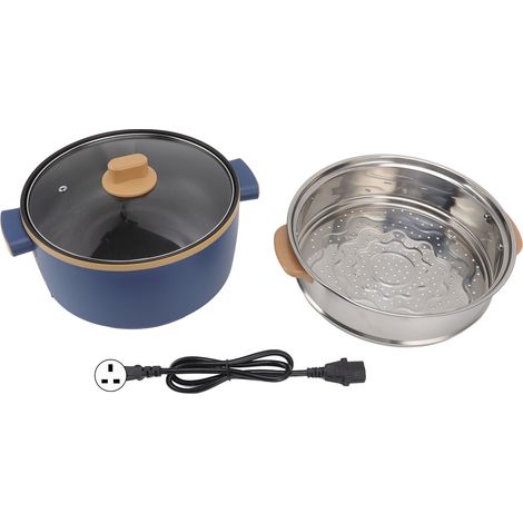 Cuisinière électrique 2,5L 800W multifonction double couche réglable portable, casserole électrique en acier alimentaire, prise UK 220V (1/5)