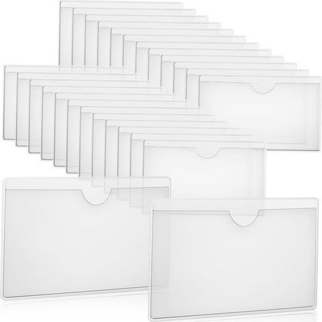 Porte-étiquettes autocollants transparents – 36 porte-cartes en PVC 10 x 6 cm – Idéal pour le bureau, l'entrepôt et le magasin (1/5)