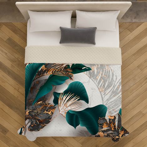 Copriletto Trapuntato Matrimoniale Stone Washed 250x250 cm in Microfibra Anallergica 120 gr/mq Trapuntino Leggero Primaverile Estivo Morbido e Resistente Dis1