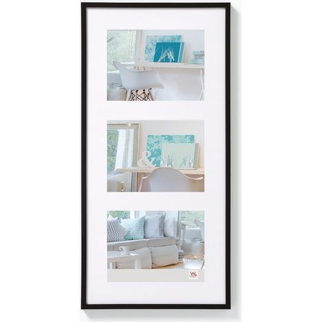 walther design nero 3X 15x20 cm galleria con passe-partout, New Lifestyle cornice in plastica KV320B (1/5)