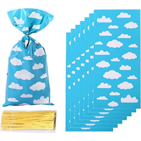 Sachets plastiques pour biscuits 12x27 cm / 100 pièces nuage