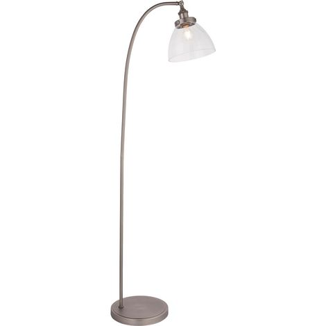 Lampada da terra Task Vernice argento spazzolata, vetro trasparente (1/5)