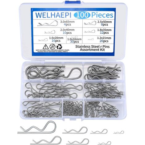 100 Pcs Goupilles Fendues Set, R Clips Acier Inox (1/5)