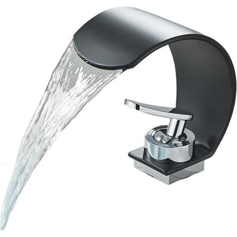 Robinet cuisine cascade noir - laiton chromé , mitigeur eau chaude/froide haut de gamme (1/5)
