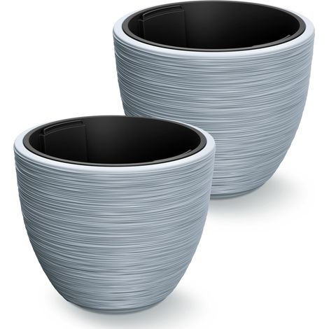 CASARIA® Pot de fleurs rond 30 L 40x32 cm résistant aux intempéries intérieur extérieur jardinière Bac à Fleurs Cache-Pot  Set de 2 Gris