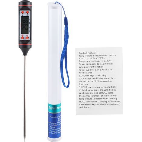 Digital Food Thermometer Probe Cooking Meat Thermometer with Storage Box for BBQ Kitchen Tools