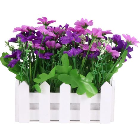 Interior Decoration Realistic Purple Floral Ornament Artificial Silk Flowers Photo Prop and Decor Simulated Fence for Home and Office (1/5)