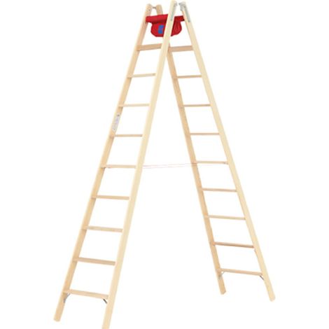 Maler Doppelleiter aus Holz 2x8 Stufen - Hauteur atteignable 3.25m - 71499/2x8