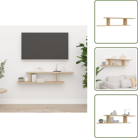 TV-Wandregal Sonoma-Eiche 125x18x23 cm Holzwerkstoff - Wandregal - Wandregale - Wandablage - Wandablagen (1/5)
