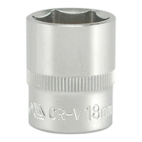 Stecknuss 18 mm kurz, 3/8" Antrieb, CrV, gerändelt
