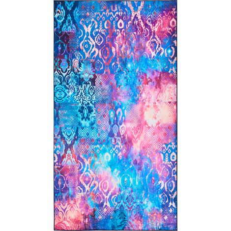 Tappeto a trama piatta in stile boho orientale motivi stampati multicolori 80 x 150 cm Orvella