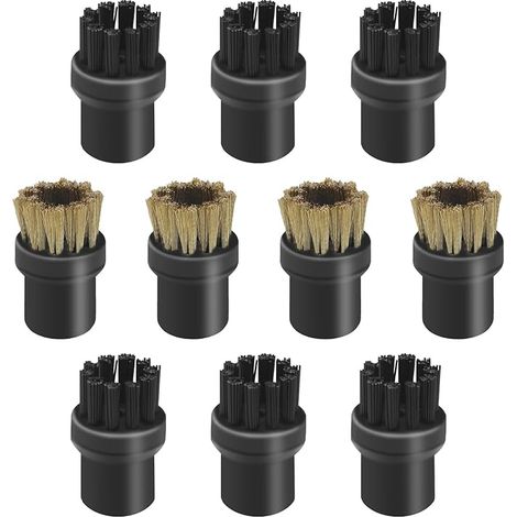Zubehör für Dampfreiniger, 10 Ersatz-Messingbürstenköpfe für Kärcher SC1 SC2 SC3 SC4 SC5 SC7 CTK10 Dampfreiniger (4 Messingbürsten + 6 Nylonbürsten)