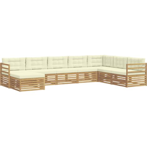 Set di divani da esterno 8 pz Bianco e Crema Poliestere vidaXL (1/5)