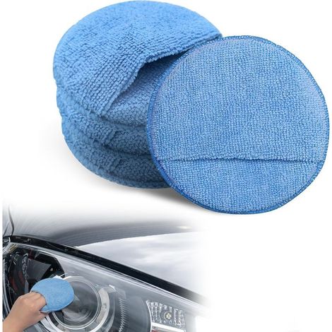 Set mit 4 ultraweichen Mikrofaser-Wachsapplikatoren mit Fingertasche zur Autoreinigung und Feinpolitur (Blau) (1/5)