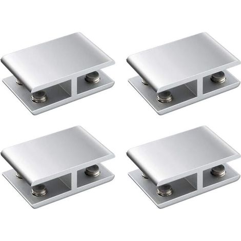 KZQ 4er-Set doppelseitig verstellbare Glasregalhalterungen aus Aluminiumlegierung für 8–10 mm dickes Glas, 180°-Drehung (1/4)