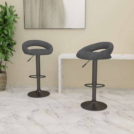 Lot de 2 Tabourets de bar Tabourets Haut - Fauteuils de bar Gris foncé Velours BV682133 - BonneVie (1/5)