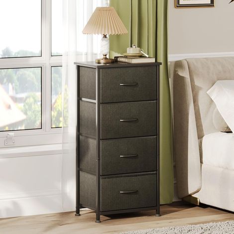 Commode Moderne 4 Tiroirs Spacieux, Meuble de Rangement Compact Gain de Place, Design Brillant Élégant, 423095 cm, Noir (1/2)