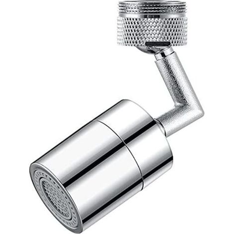 Universeller, spritzwassergeschützter Wasserhahn-Diffusor und -Luftsprudler mit 720 Grad Öffnungswinkel und 4-lagigem Schwenk-Siebfilter.