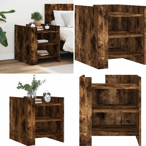 Nachttisch Räuchereiche 45x50x50 cm Holzwerkstoff - Nachttisch - Beistelltisch - Wohnzimmerschreibtisch - Holzwerkstoff - Massivholzmöbel - Home & Living