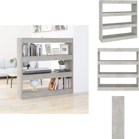 Bibliothèque/Séparateur de pièce Gris béton 100x30x103 cm - Bibliothèque - Étagère - Meuble De Rangement - Séparateur De Pièces - Mobilier Gris (1/5)