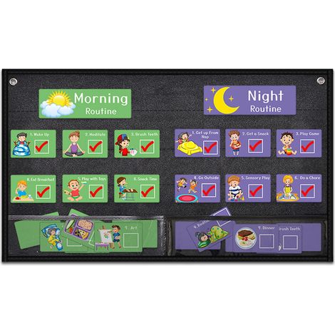 Emploi du temps visuel pour enfants 2 en 1 : tableau d'emploi du temps quotidien pour garçons et filles (1/4)