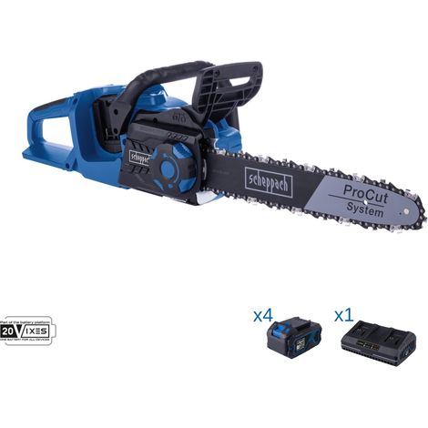Chainsaw 2x20v 4 batteries 4.0Ah + dual charger ixes Scheppach bc-cs355duo-x