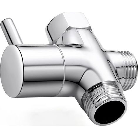 Brass Shower Valve with T-Adapter, G1/2" 3-Way Shower Arm Diverter Valve, Universal 3-Way Shower Valve, Brass Chrome Plating, for Kitchen Bathroom, 1 Piece (1/5)