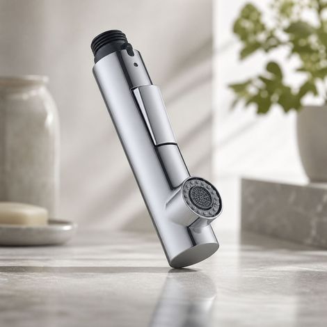 Shower head for kitchen tap, 2 jets, chrome-plated ABS, G1/2, 13.5x3x3.8cm, for sink and bathroom. (Private use) (1/5)