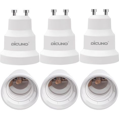 GU10 vers E27 Adaptateur de douille, Douille de lampe, Lot de 6 Convertisseurs de culot GU10 vers grande vis E27, 60W, 250V, Résistance max à la chaleur 125 ℃ (1/5)