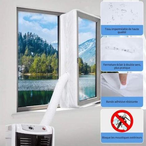 400 cm Fensterdichtungstuch für mobile Klimageräte und Wäschetrockner – Kompatibel mit allen mobilen Klimageräten, einfache Installation (1/5)