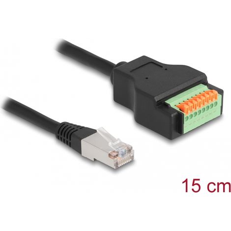 Delock Cable RJ45 Cat.5e macho a bloque de terminales con pulsador 15 cm