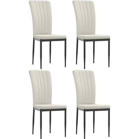 Set de 4 chaises de salle à manger coutures verticales en tissu velours crème DEC025620 (1/5)