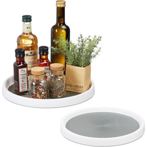 Organizador giratorio para frigorífico, 2 bandejas de plástico
