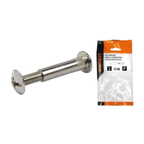 VITE GIUNZIONE MOBILI ACC NICHELATO SELF WORKIT - CANNOCCHIALE MM 8 VITE M 6 MM 31/46 CF=PZ 6- 5 confezioni