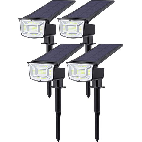 Juego de 4 focos solares LED ajustables 2 en 1, luces con estaca para el suelo y apliques de pared exteriores impermeables, ideales para bodas, fiestas, jardines, pasillos y patios. (1/5)
