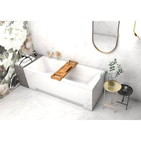ECOLAM Baignoire rectangle Modern 140x70 cm avec tablier + planche de bain pieds siphon silicone set complet (1/5)