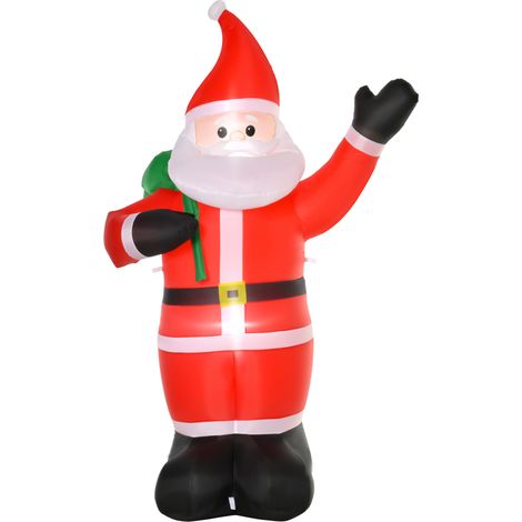 Père Noël gonflable 2,40 m avec éclairage LED, décoration de jardin autogonflante (1/5)