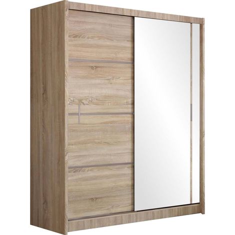 Armario Honolulu 105, Roble Sonoma, 215x150x61cm, Puertas de armario: Correderas, Número de estantes: 0
