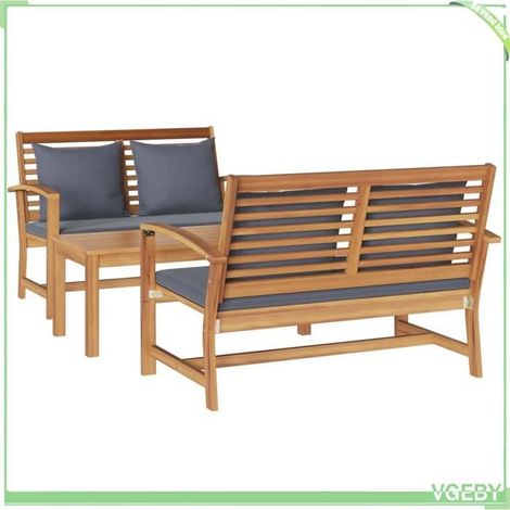 Ensemble canapé de jardin 3 pcs - FAFEICY - 3356857 - Teck massif - Naturel - Déhoussable (1/5)
