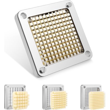 Professioneller Pommes-Frites-Schneider, Gewerbe-Pommes-Frites-Schneider, Gemüseschneider mit Klingen aus Edelstahl 304 in den Größen 1/4", 1/2" und 3/8" sowie einer Servierplatte, Zubehör, 1