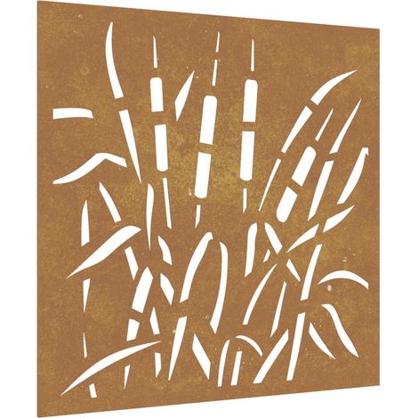 Décoration murale jardin 55x55 cm acier corten design d'herbe CFW638378 (1/5)