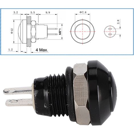 1A 24V 8mm Mini Waterproof Car Momentary Push Button Power Switch Aluminum Zinc Alloy (1/4)
