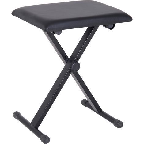 HOMCOM Klappbarer Klavierhocker, höhenverstellbare Sitzfläche 37–47 cm, gepolsterter Kunstledersitz, rutschfeste Metallfüße, Tragkraft 100 kg, schwarz (1/5)