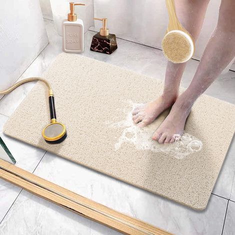 Rutschfeste, waschbare, 60 x 40 cm große, schnelltrocknende, weiche und bequeme Badematte (beige) (1/3)
