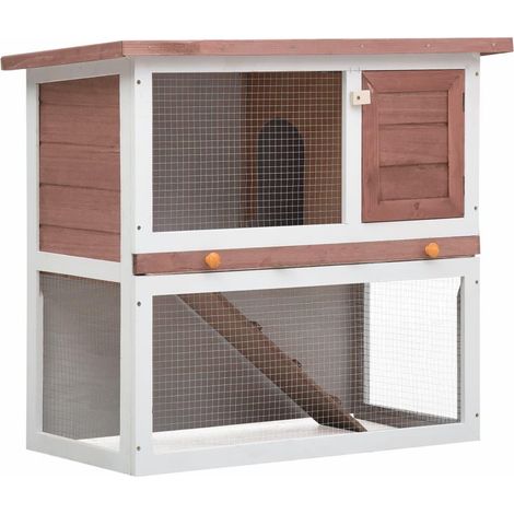 Clapier d'extérieur 90 x 45 x 80 cm 1 porte marron bois