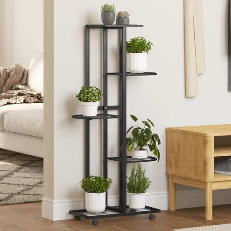 Blumenständer 5-Etagen mit Rollen 44x23x100 cm Schwarz Eisen